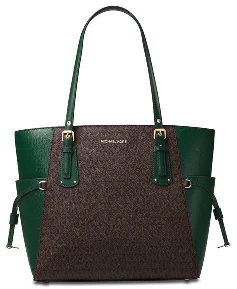 michael kors voyager east west tote green|Michael Kors Tote with zipper.